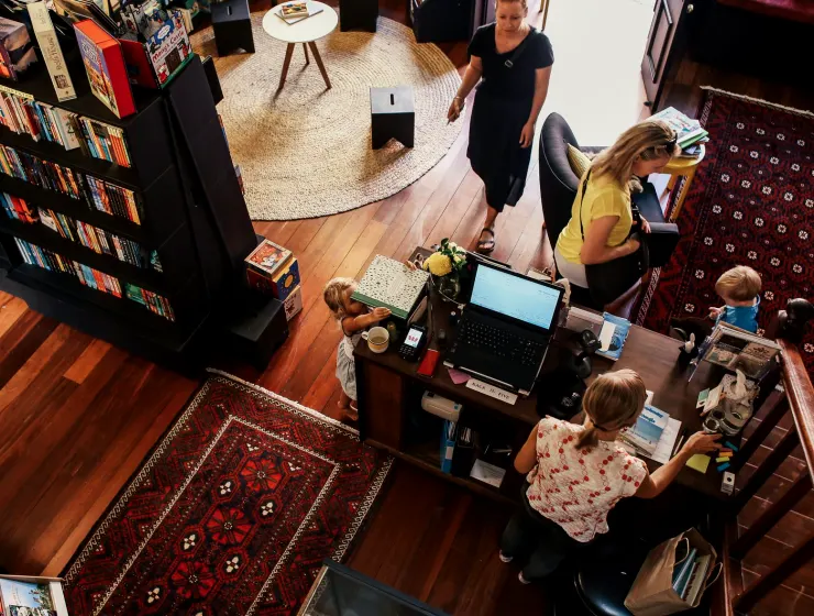 Independent bookshop shelves